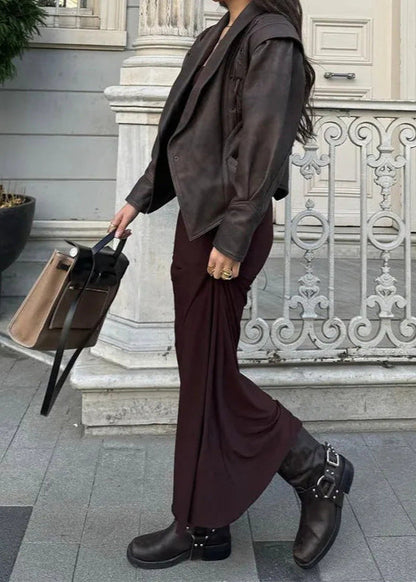 Rowan - Lace-Up Detail Faux Leather Blazer