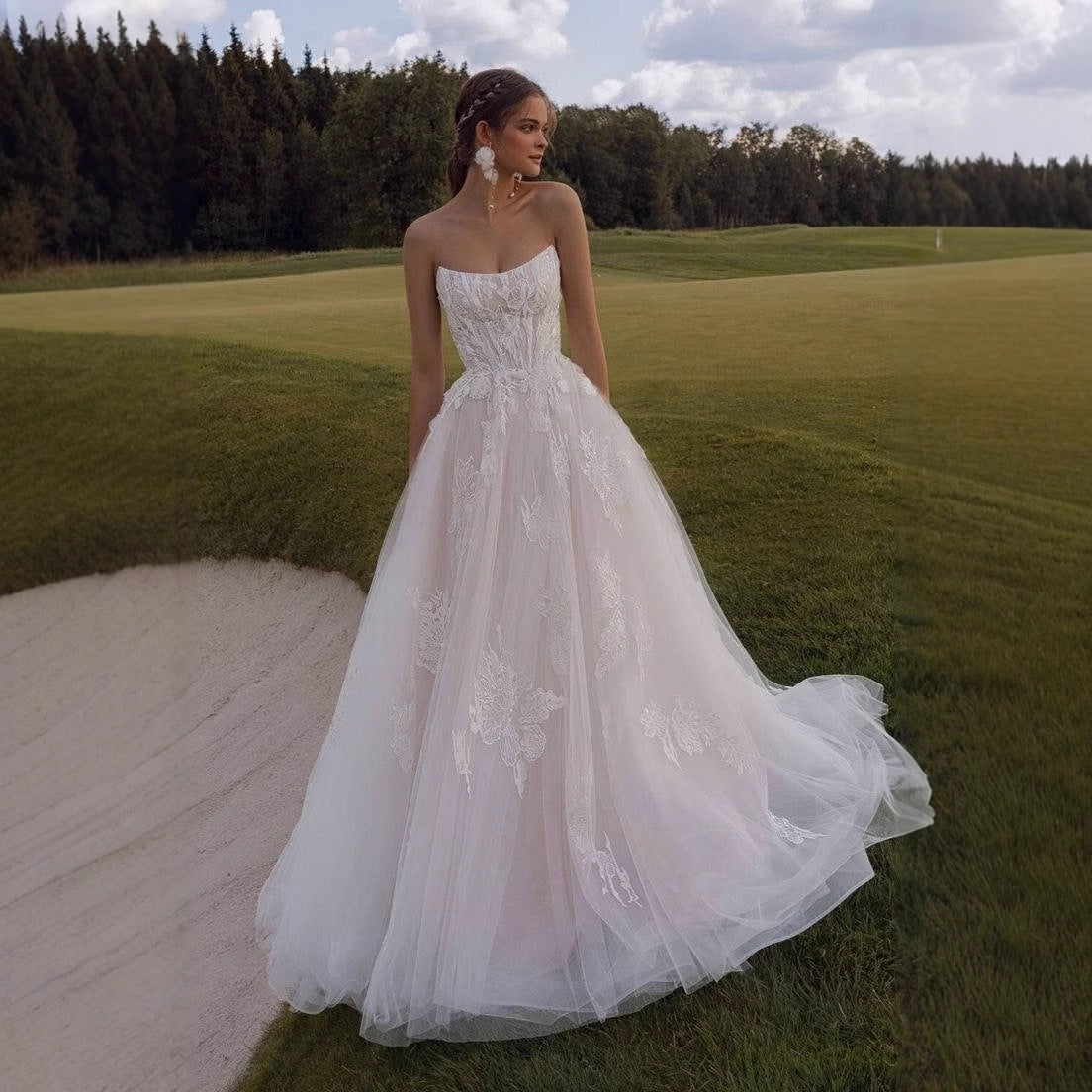 Strapless Lace Ball Gown Wedding Dress