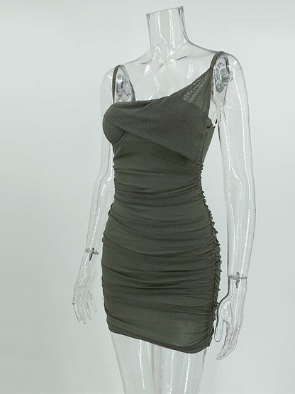 Oblique Shoulder Corset Sheath Dress