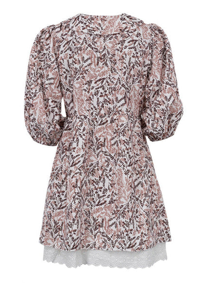 Willow Fern Dress – Puff Sleeve A-Line with Embroidered Hem