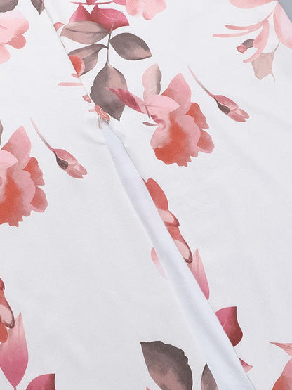 Floral Print One Shoulder Suspender Sheath Dress