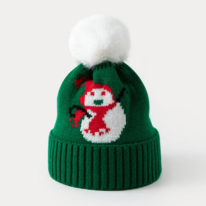 Snowman Pom Pom Knit Hat