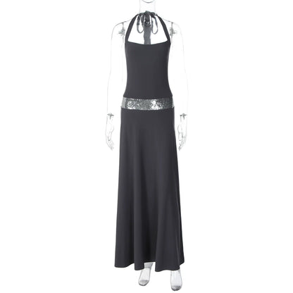 Eleanor Sequin Halter Maxi Dress