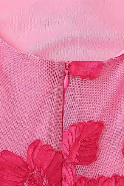 Barbara Floral Appliqu茅 Mesh Maxi Dress