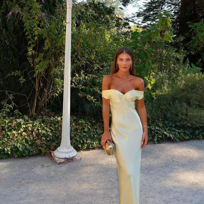 Off-Shoulder Strapless Backless Gown Sexy Formal Dress