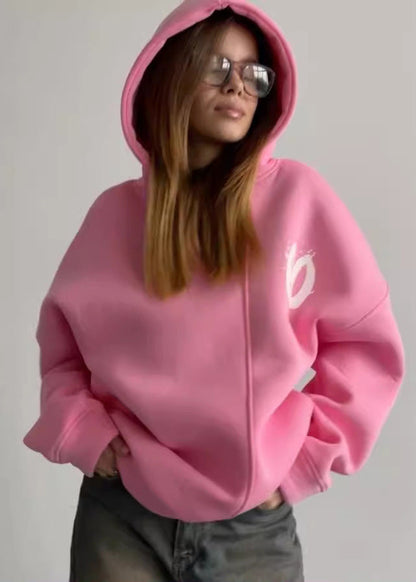 Oversized Pink Hoodie - Relaxed Fit Graphic Pullover