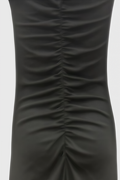 Corake Black Mesh Pleated Maxi Dress