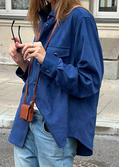 Rowan - Oversized Suede Button-Up Shirt