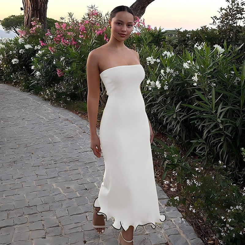 Solid Color Tube Top Sleeveless Long Slim Fit Big Wave