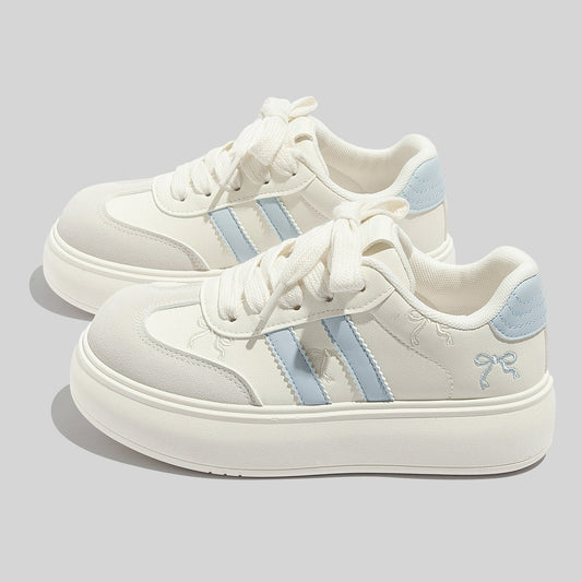 Women's Trendy Laced Up Suede Sneakers With Red Laces