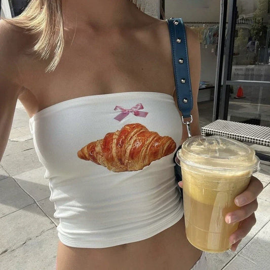 Charly Croissant Print Tube Top