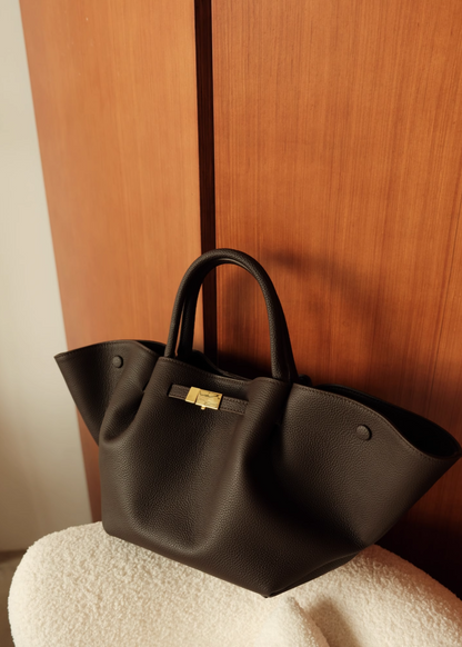 Luxe Leather Wide Tote Bag
