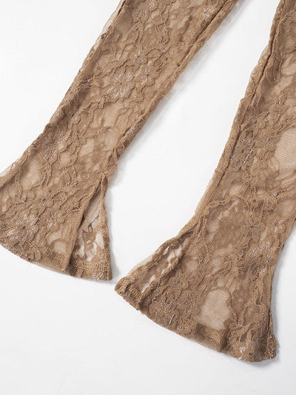 Crew Neck Patchwork Lace See Dress