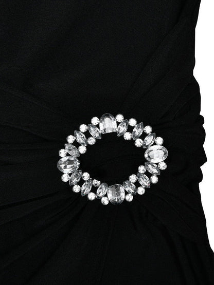 One Shoulder Sleeveless High Slit Buckle Maxi Dress