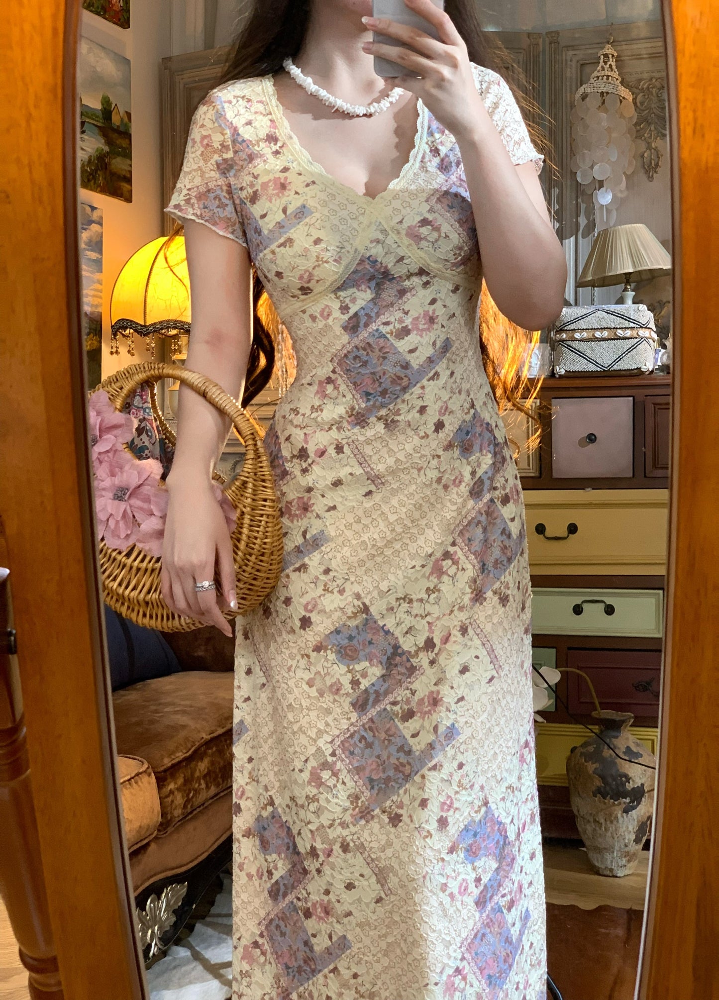 Secret Lace Stretch Lace Dress Elegant Slimming Spring Gown 2025 gunne sax vintage dress
