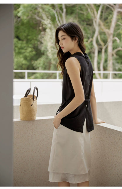 Sleeveless Light Pink Belted Top