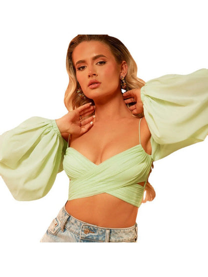 Off Shoulder Mesh Tube Top Chiffon