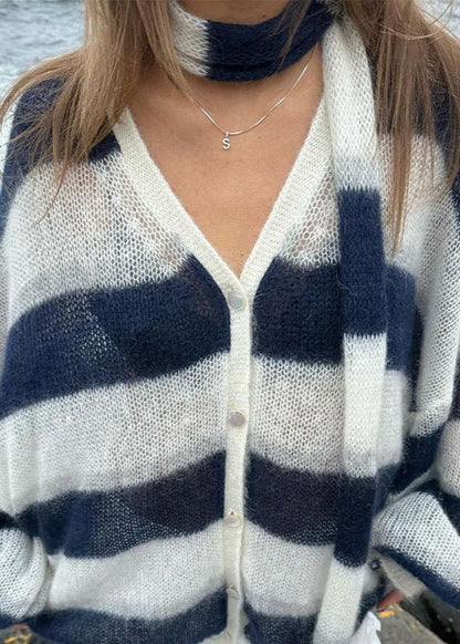 Coastal Breeze Striped Knit Cardigan