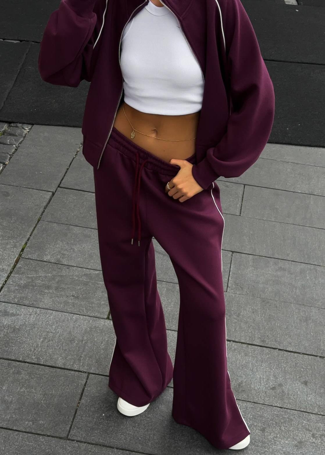 Plum Tracksuit Set - Sporty Luxe