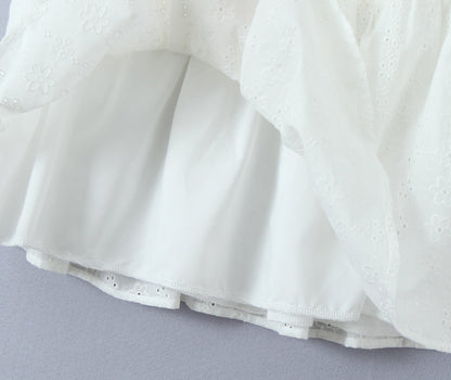 White - Lace Spliced Spaghetti Strap Dress