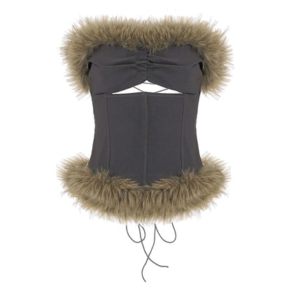 Montserrat Faux Fur Halter Top