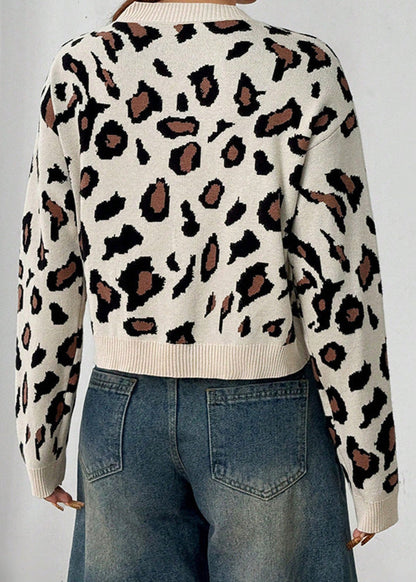 Wild Charm - Bow Tie Leopard Knit Cardigan