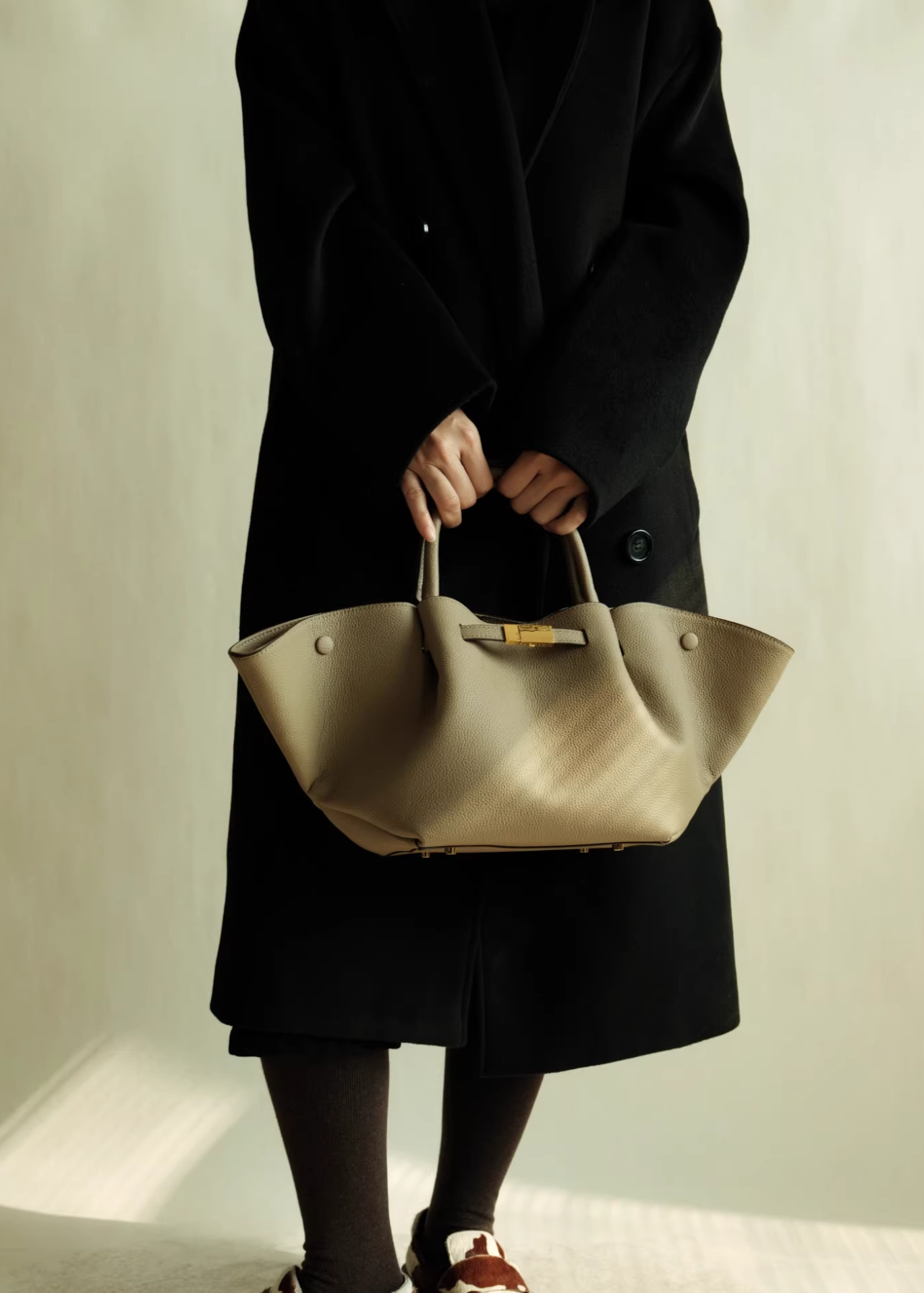 Luxe Leather Wide Tote Bag