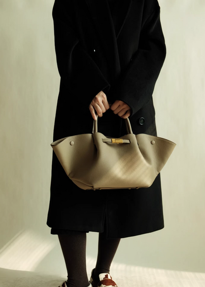 Luxe Leather Wide Tote Bag