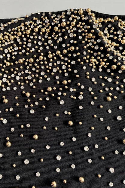 Ellis Black Beaded Diamond Maxi Dress