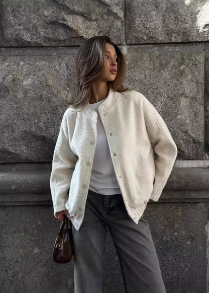 Celeste - Textured Fleece Snap-Button Jacket