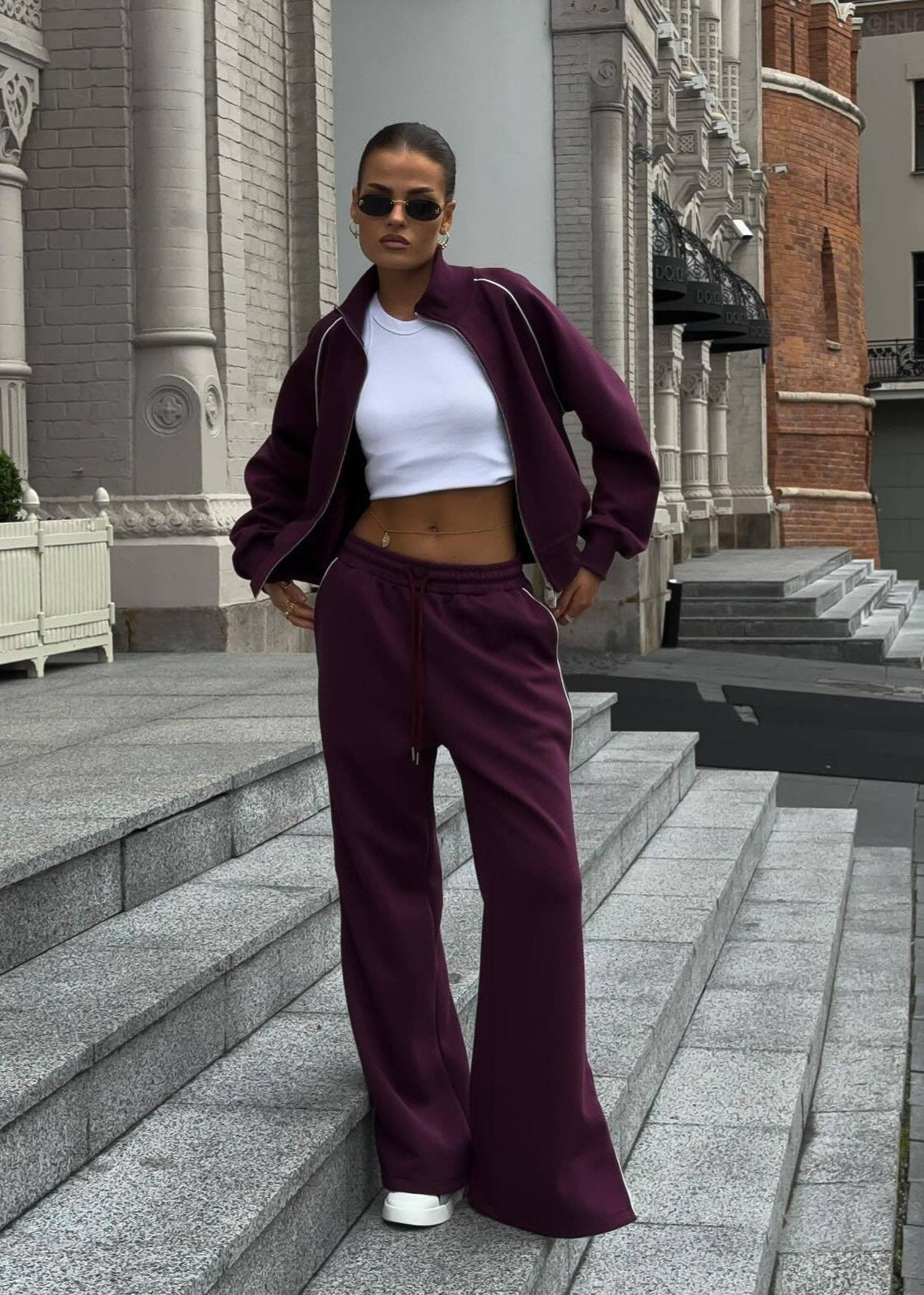 Plum Tracksuit Set - Sporty Luxe
