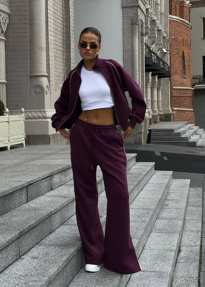 Plum Tracksuit Set - Sporty Luxe