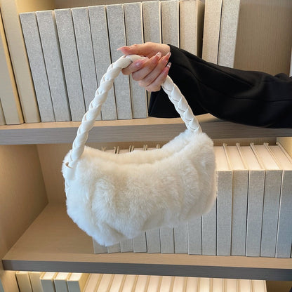 Cable Knit Fuzzy Minimalist Crossbody Bag