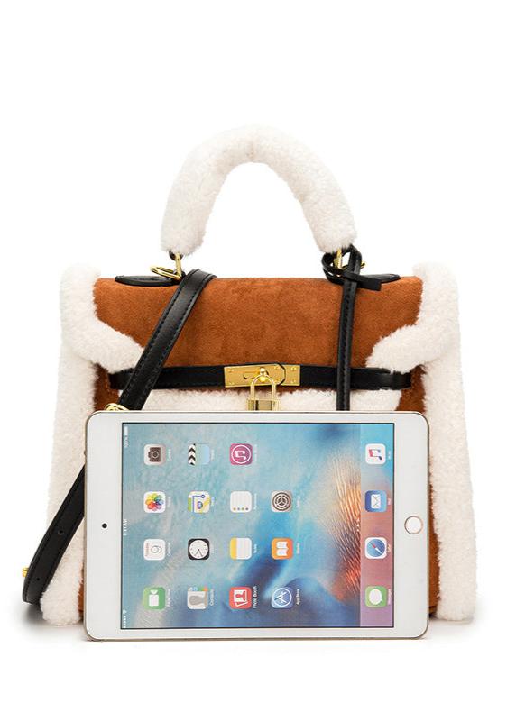 Aspen - Faux Shearling Top Handle Crossbody Bag