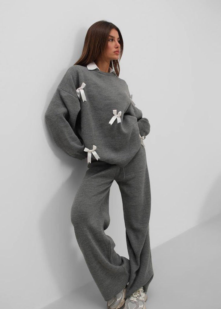 Ribbon-Accented Knit Set
