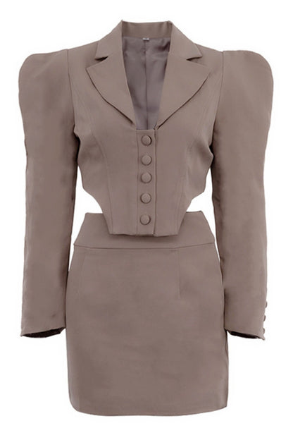 Victoria Deep V-neck Blazer & Mini Skirt Set