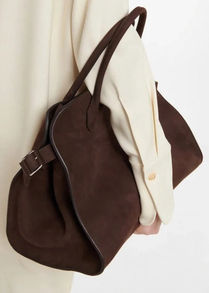 Suede Oversized Buckle Tote Bag