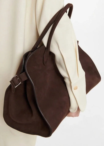 Suede Oversized Buckle Tote Bag