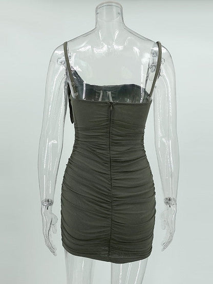 Oblique Shoulder Corset Sheath Dress