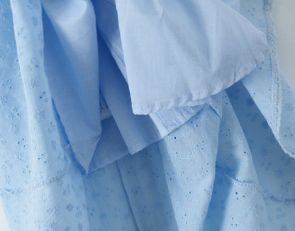 Blue – Embroidered Patchwork Spaghetti Strap Dress