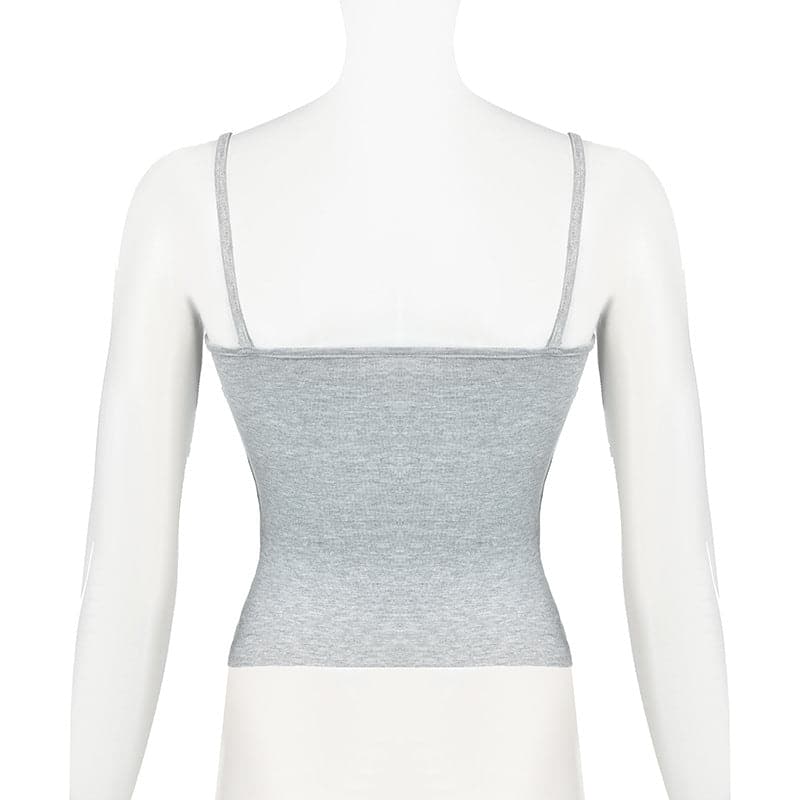 Hollow out backless solid cami cut out top
