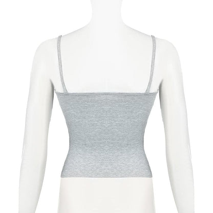 Hollow out backless solid cami cut out top