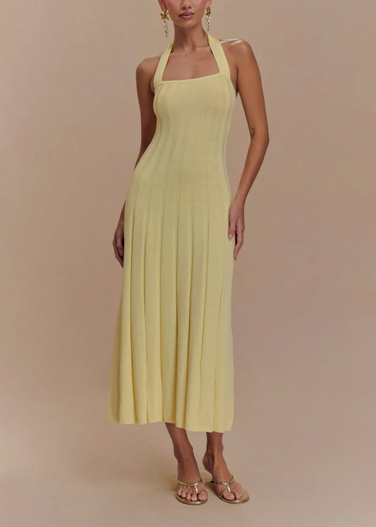 Liora – Halter Tie-Back Knit Midi Dress