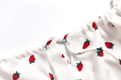 White – Strawberry Print Spaghetti Strap Dress