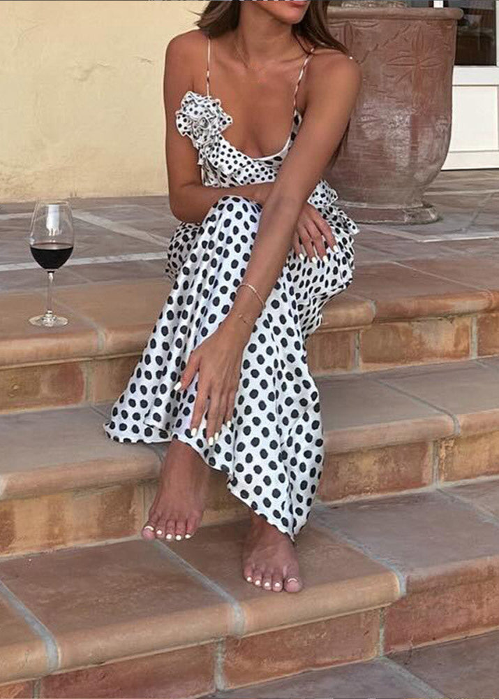 Polka Dot Ruffle Slip Dress