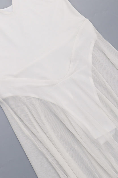 Julie Plunge Neck Semi-sheer Mesh Maxi Dress