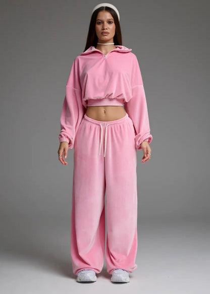 Velvet Lounge Two-Piece Tracksuit Set