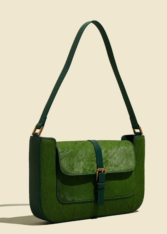 Emerald Buckle Accent Shoulder Bag