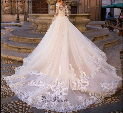 White Lace Backless Wedding Dress