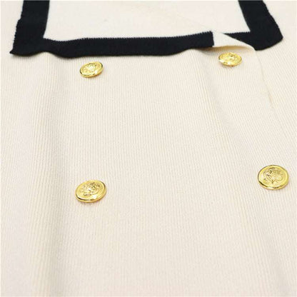 Apricot - Knitted Lapel Cardigan Two Piece Set